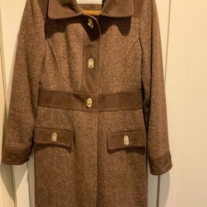 Jessica Simpson tweed and faux leather coat